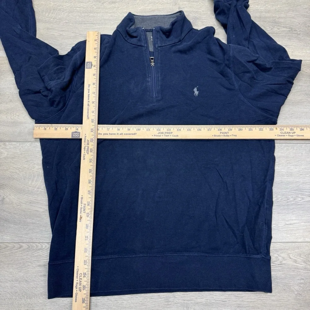 Polo Ralph Lauren Navy Blue 1/4 Zip‎ Pullover Men's Sz L FAIR Prep Matcha Casual